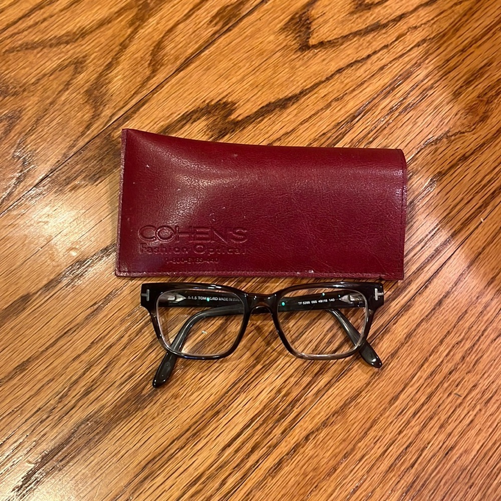 Tom Ford Black Tortoiseshell Women's Eyeglasses with Burgundy Case